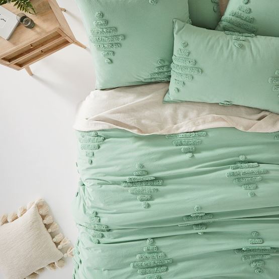 Cleo Eucalyptus Quilt Cover Set + Pillowcases