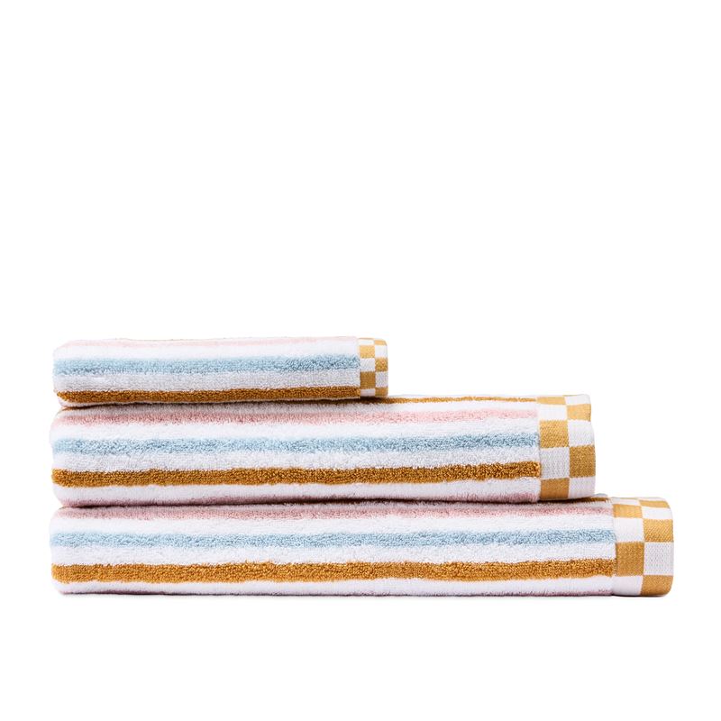 Lottie Stripe Mustard Multi Towel Range Bathroom Adairs