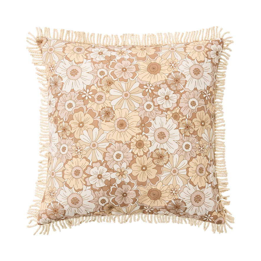 Outdoor Tan Retro Floral Cushion 