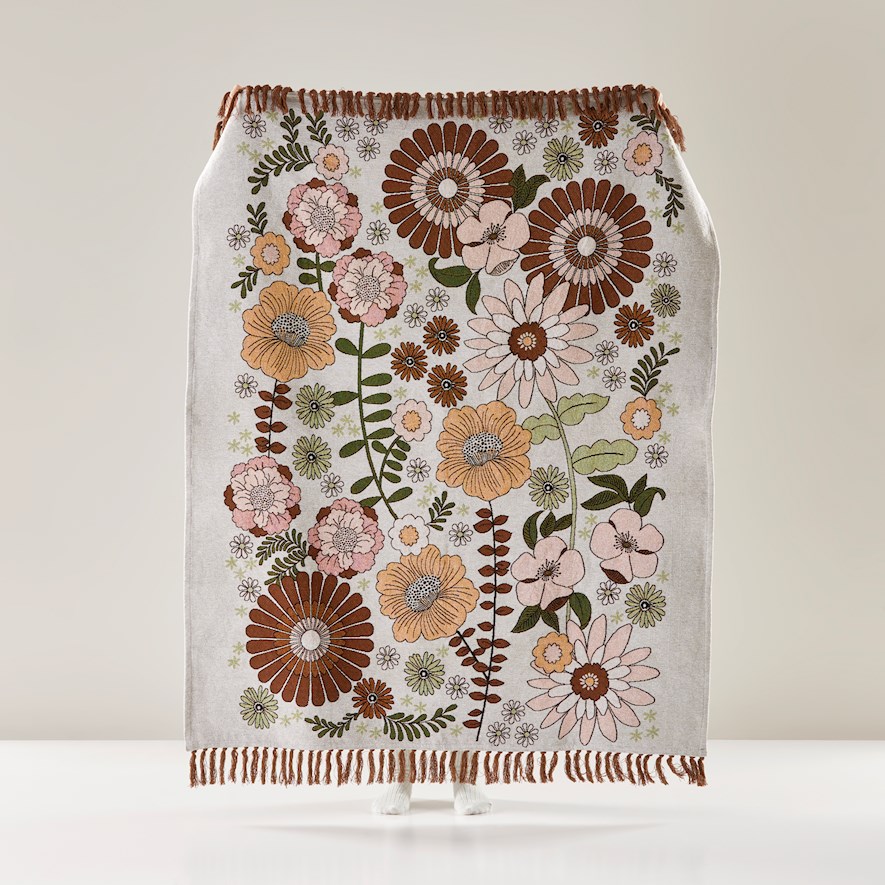 Retro Floral Multi Tapestry Throw Adairs