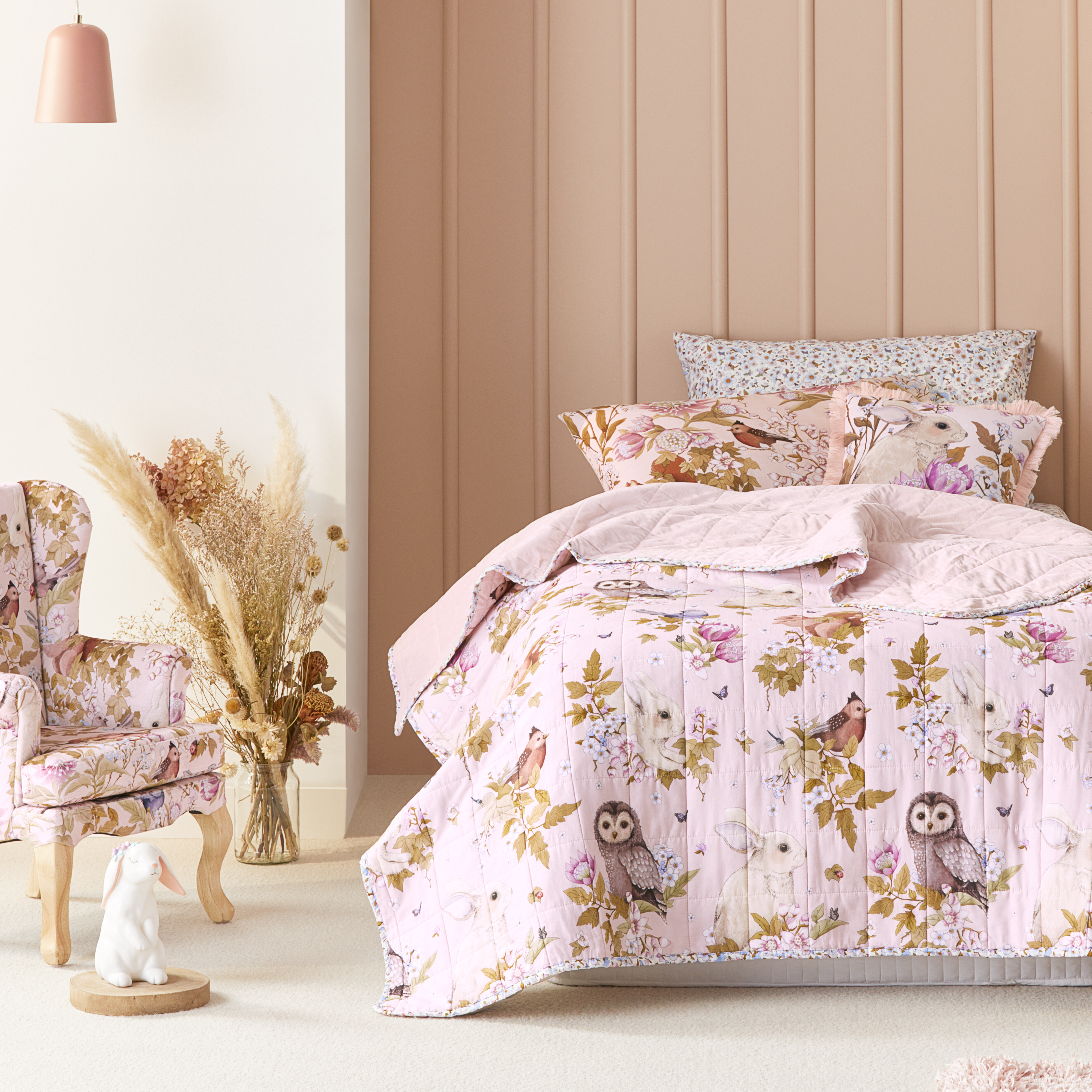 Adairs Kids - Fleur Harris Pink Woodlands Coverlet