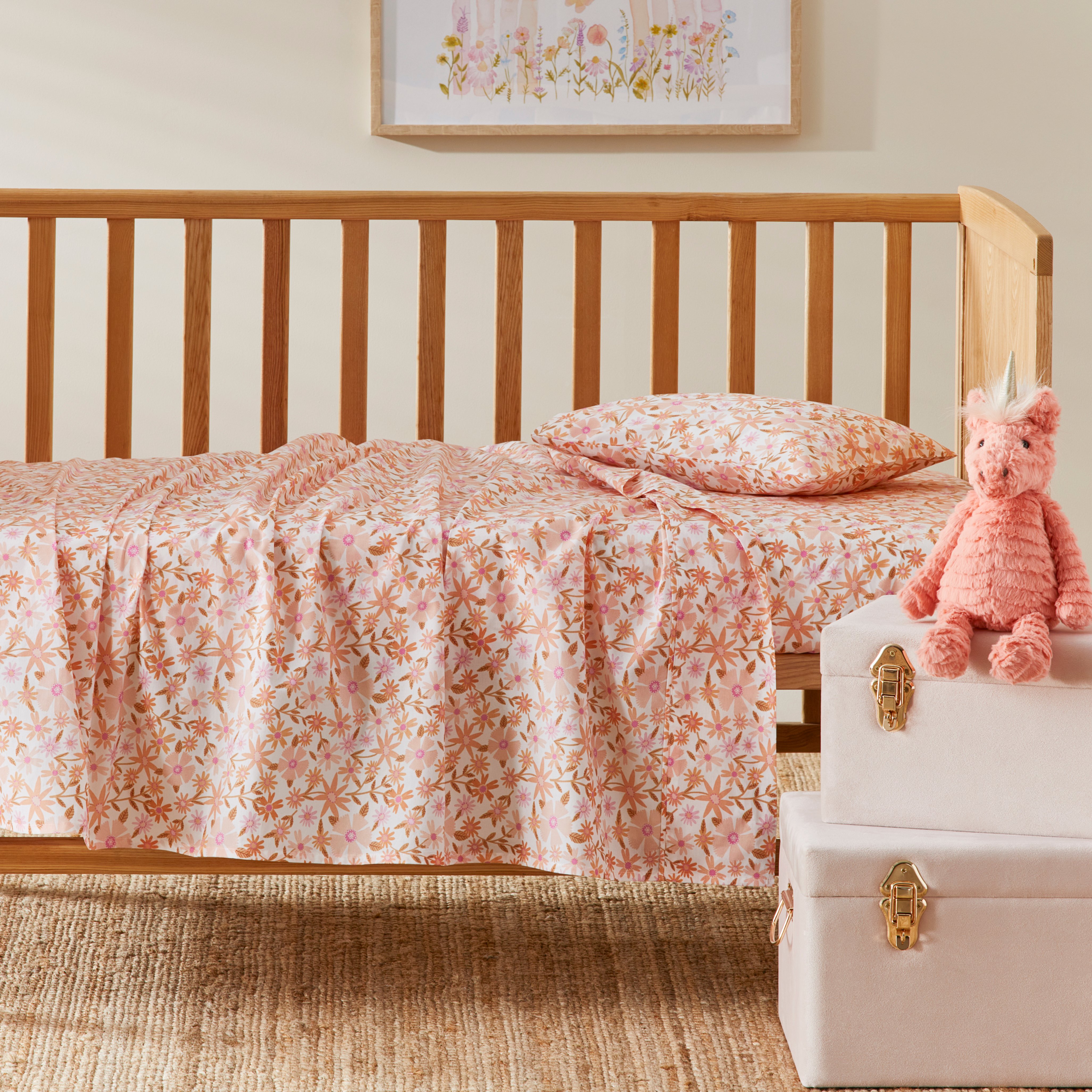 Cot clearance sheets pink