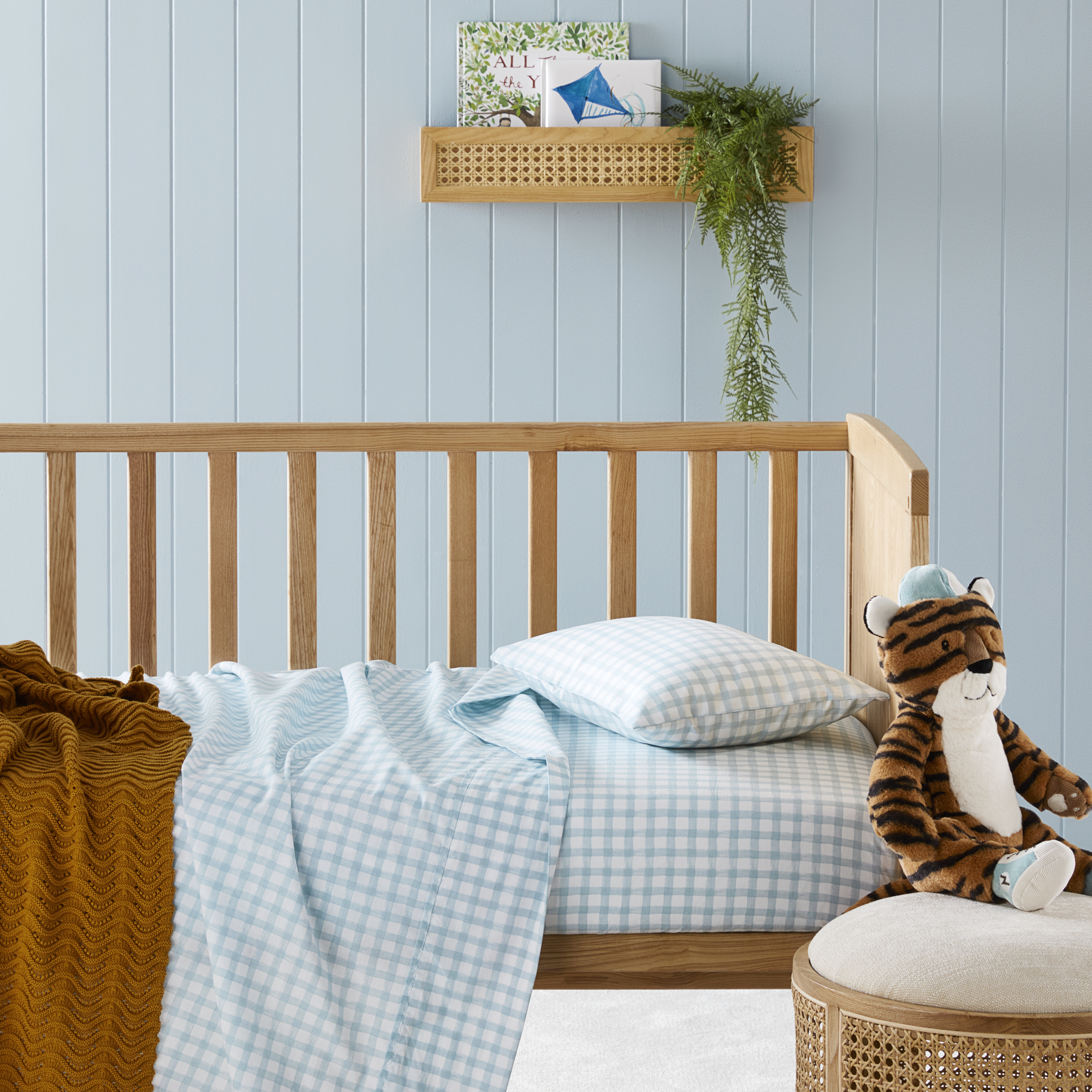 Gingham cot bedding sale