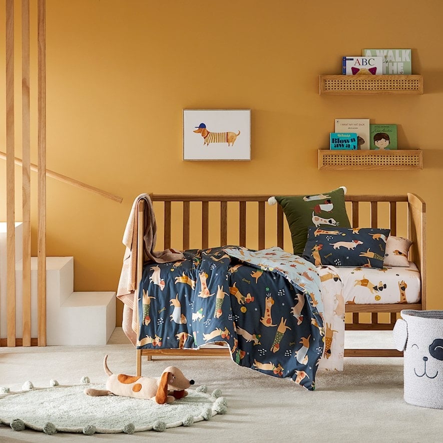 Navy cot 2024 bed bedding