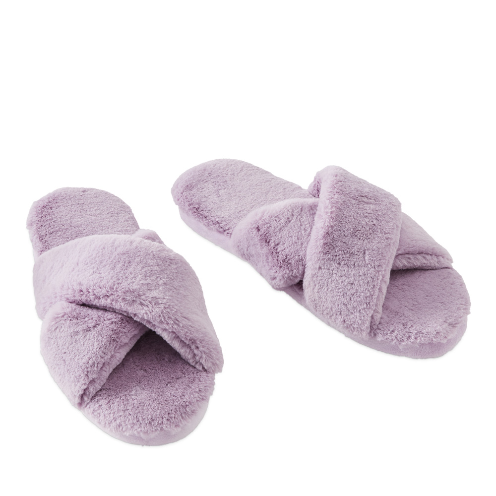 Crossover Mauve Fur Slippers Adairs