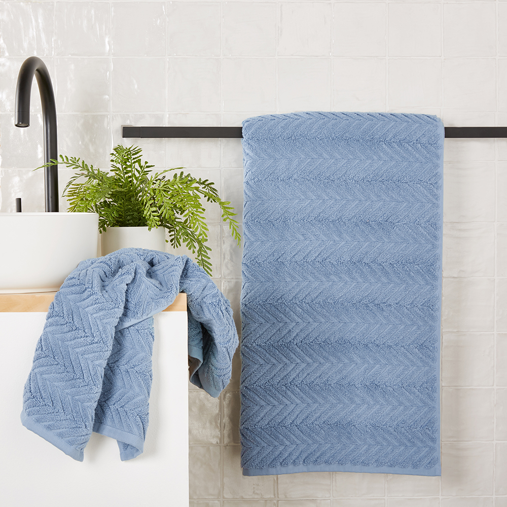 Mimosa Blue Tide Textured Towel Range Bathroom Adairs