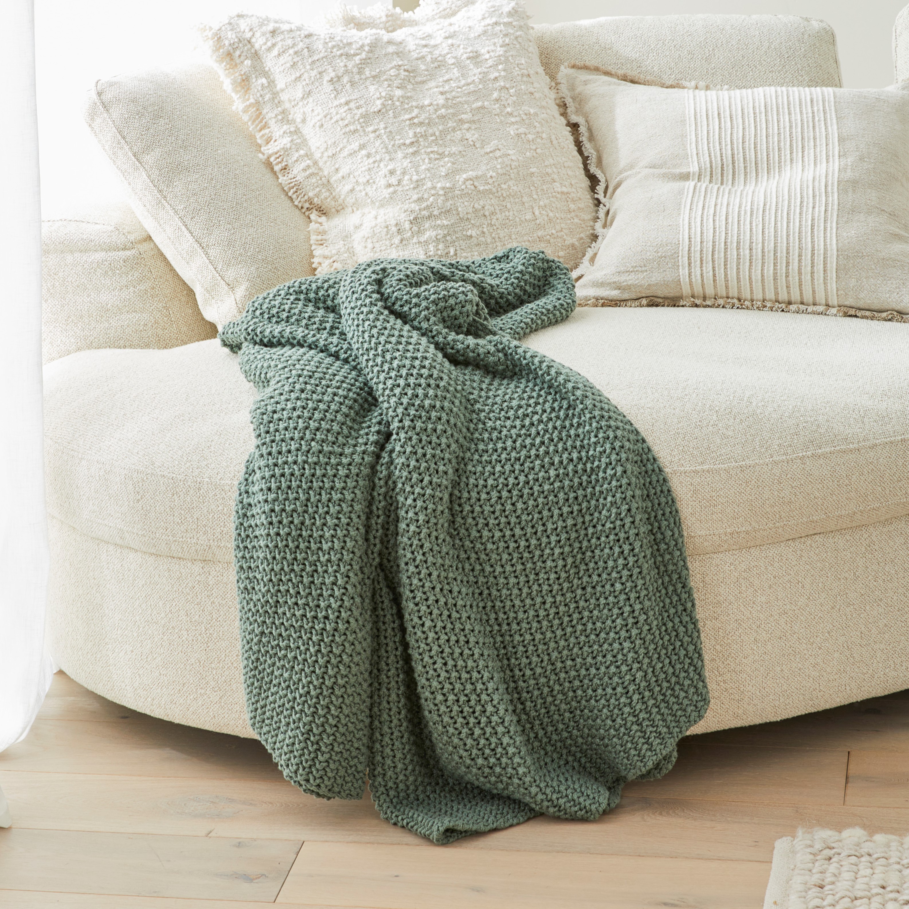 Hallstatt Basil Chunky Knit Throw Adairs