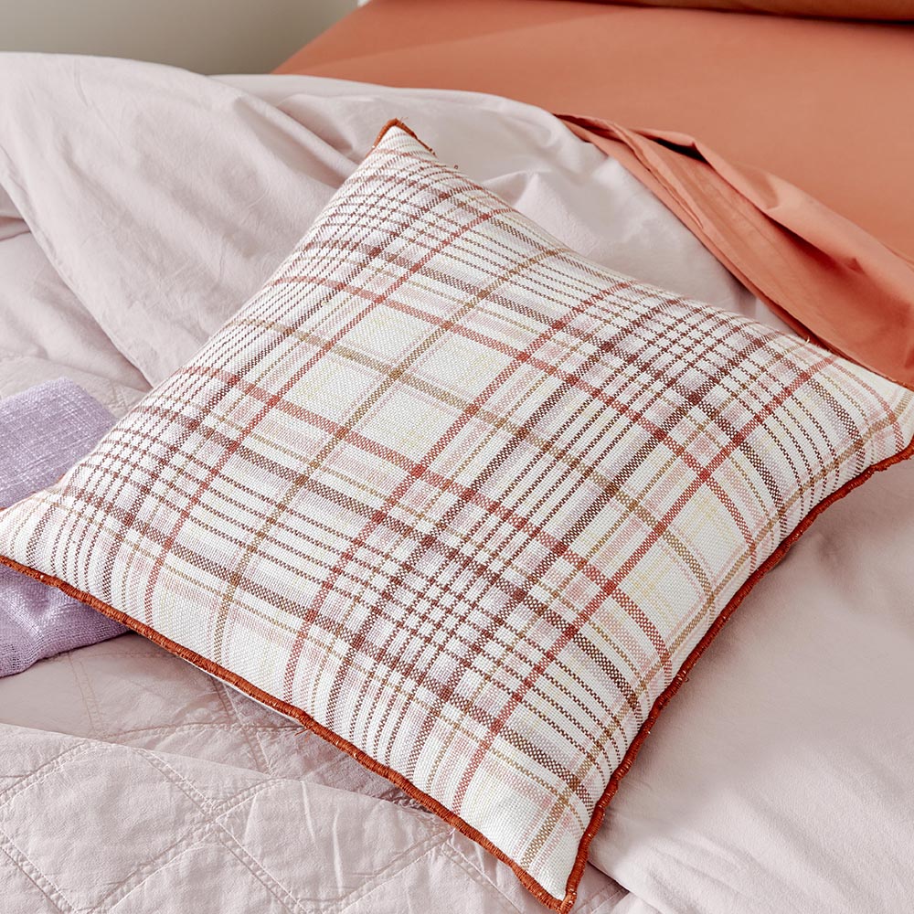 Pink and best sale grey check cushions