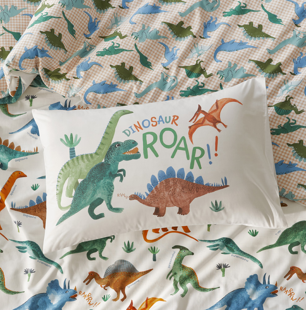 Adairs Kids Roar The Dinosaur Kids Text Pillowcase Kids