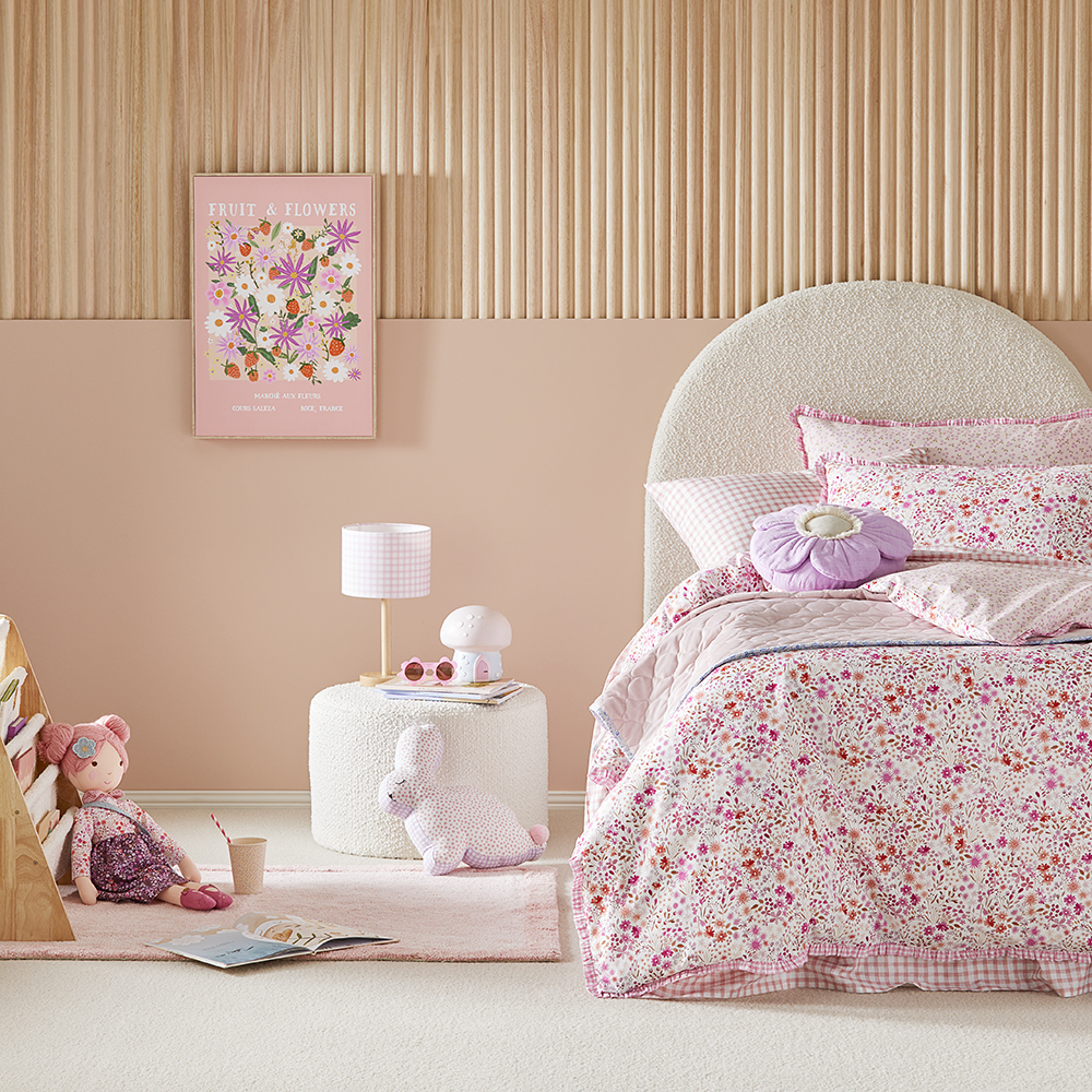 Adairs Kids Lulu Pink Ruffle Quilt Cover Set Adairs