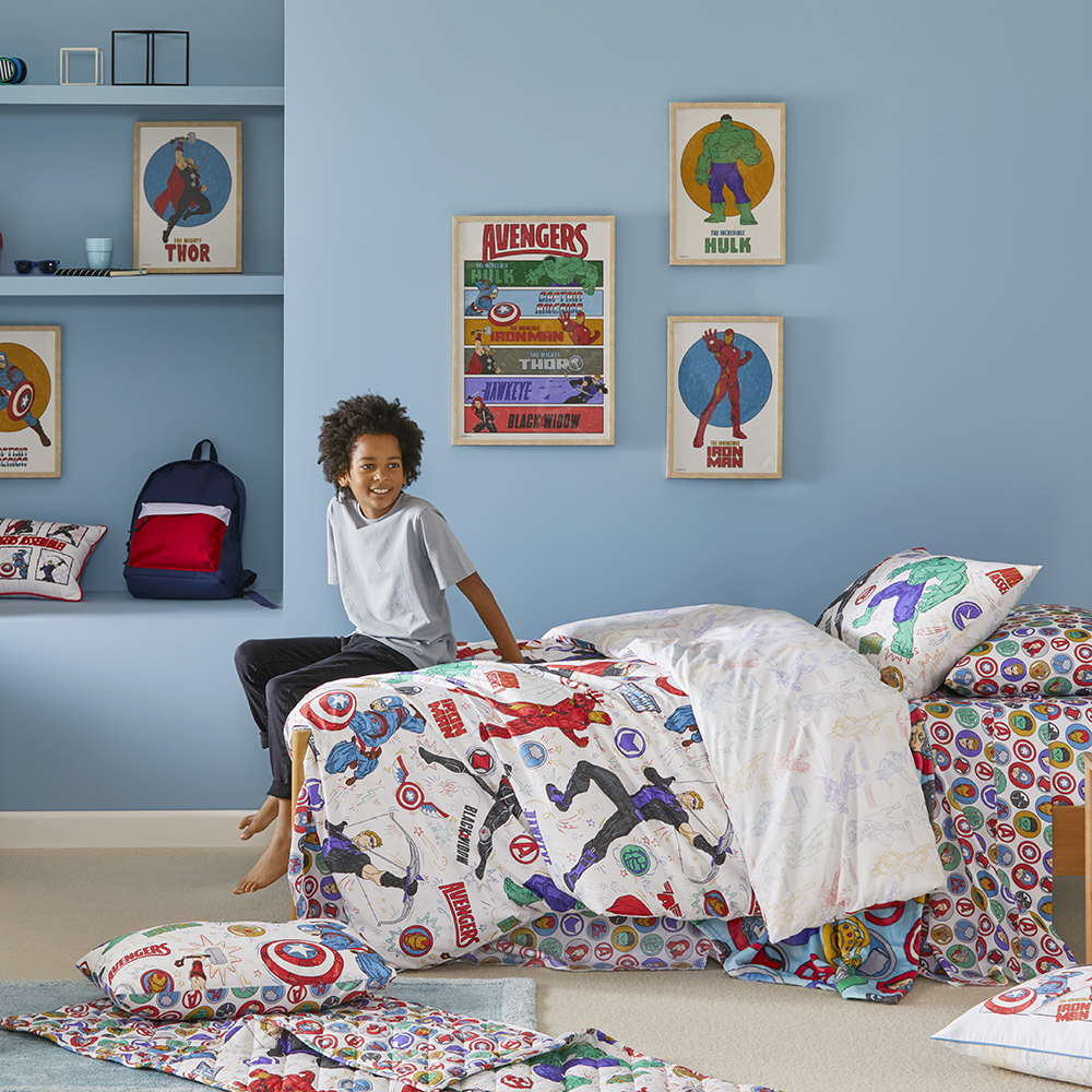 Superhero shop doona cover