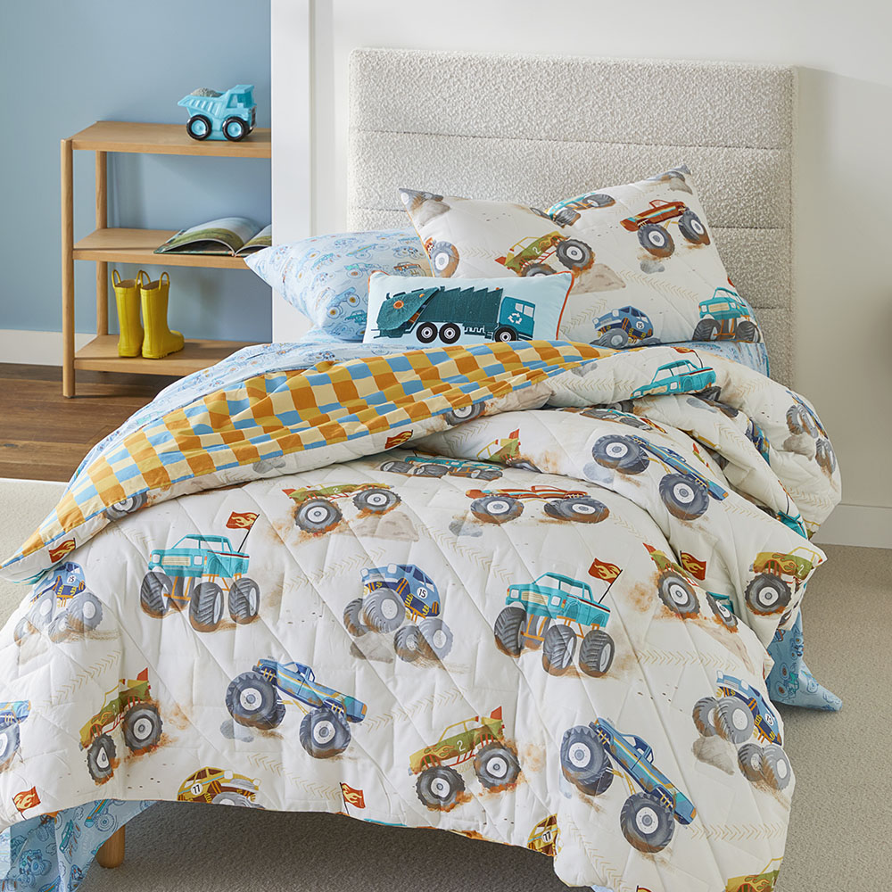 Adairs Kids Big Off Road Adventure Natural Quilted Quilt Cover Set Adairs