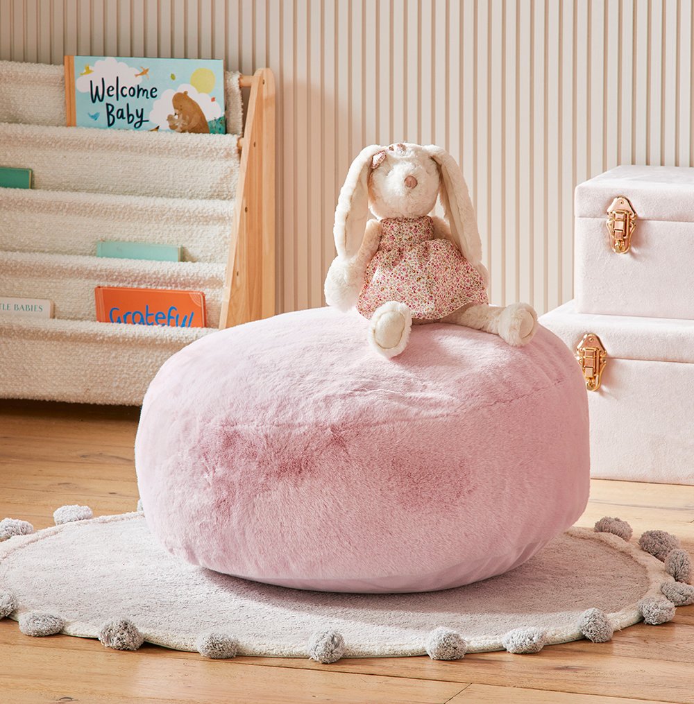 Faux Powder Pink Fur Floor Cushion Kids Homewares Adairs Kids