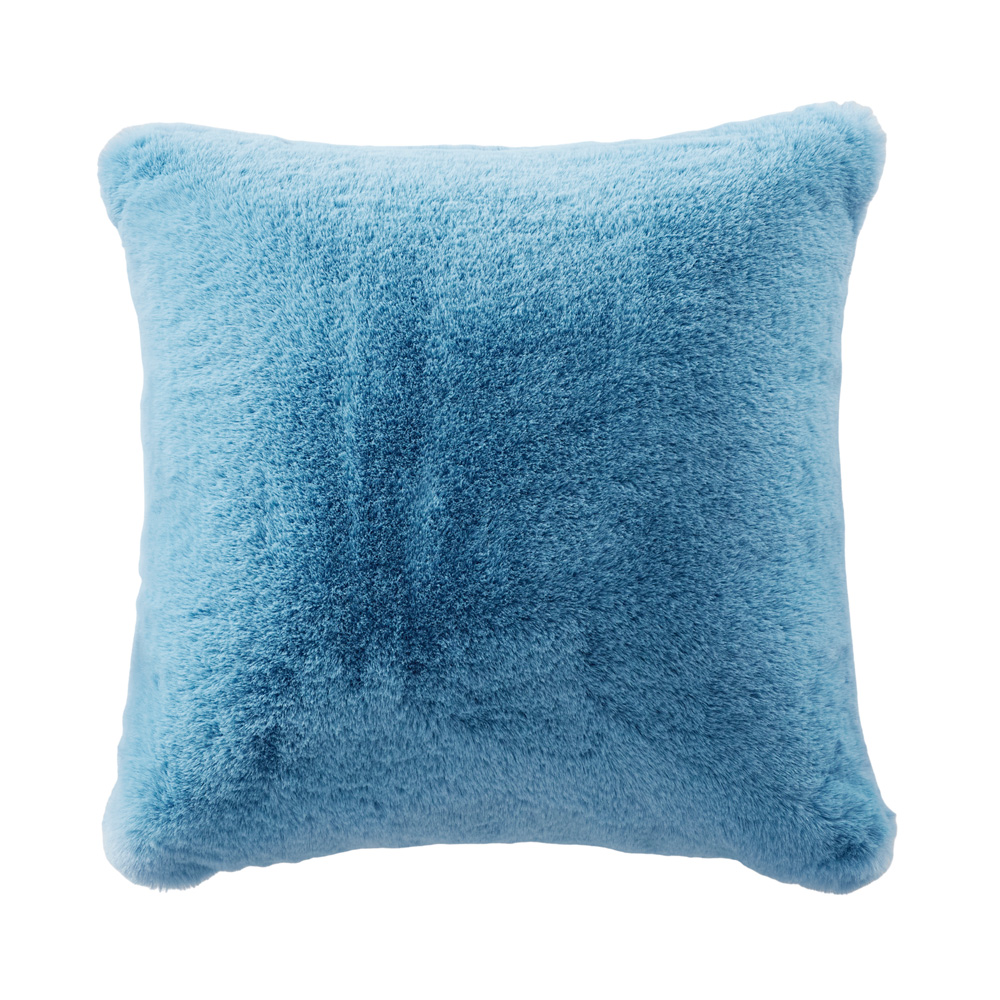 Adairs Kids Frankie Blue Chambray Faux Fur Cushion Adairs