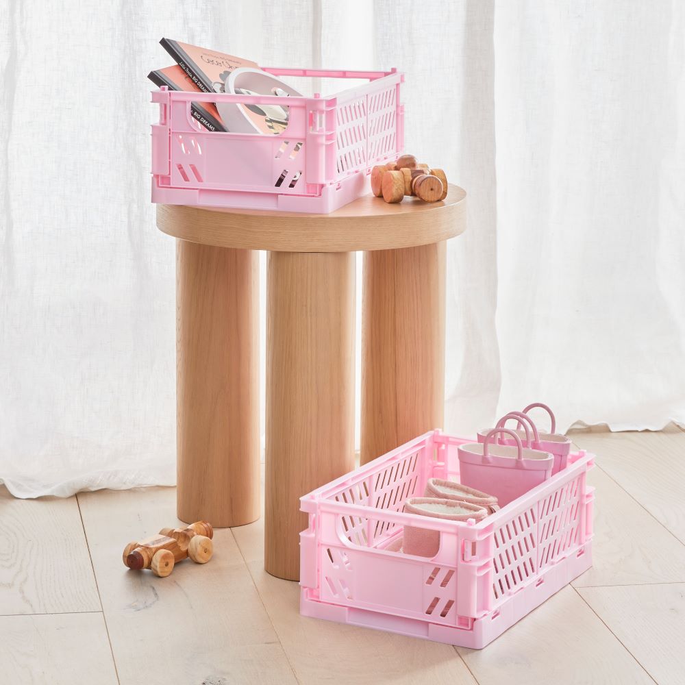 Pink plastic storage best sale boxes