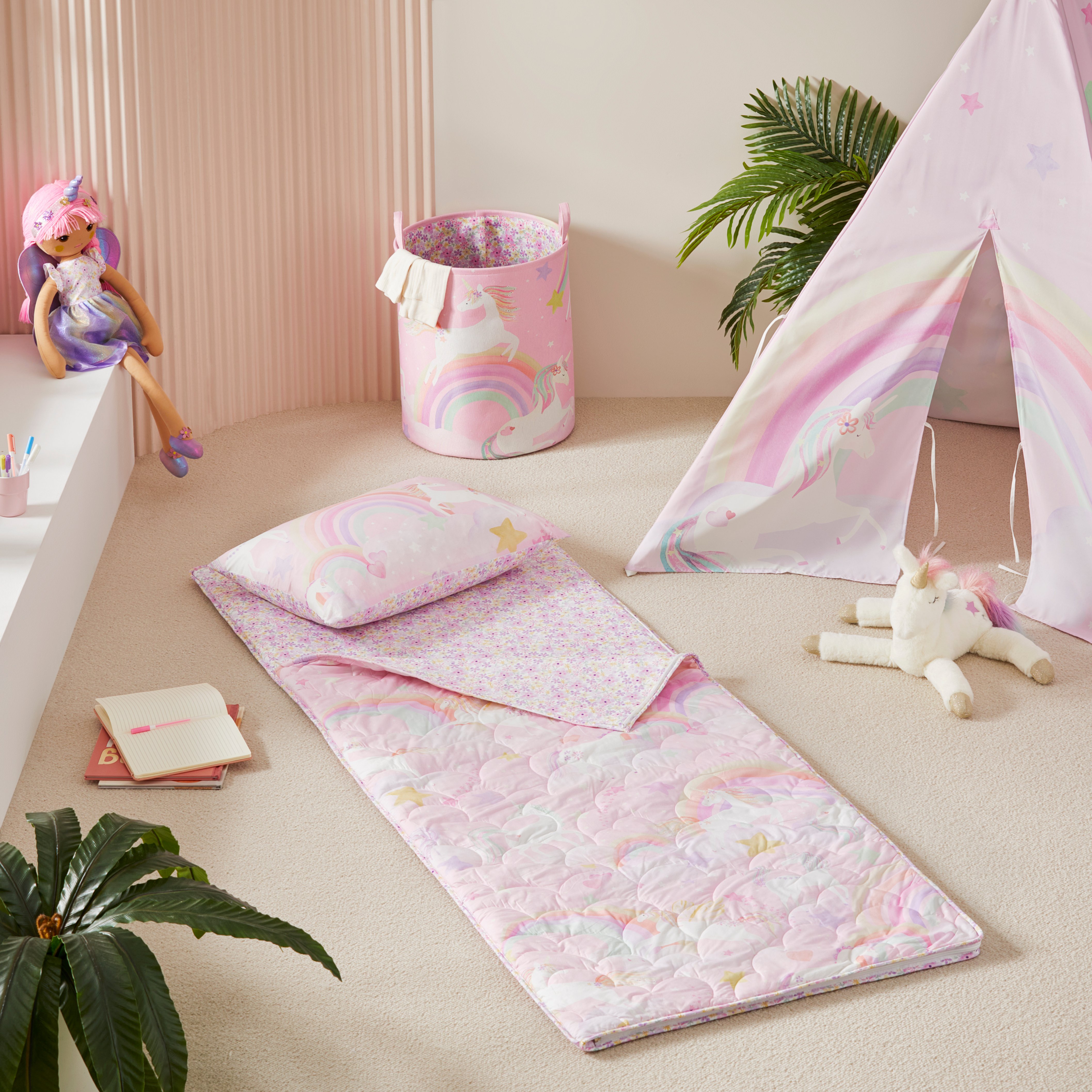 Unicorn tent shop and sleeping bag