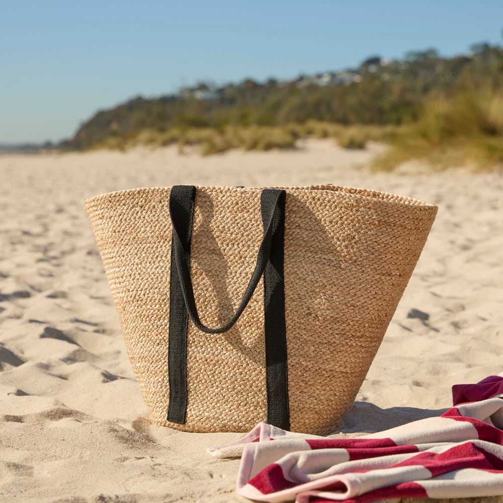 Jute Natural & Black Beach Bag | Adairs