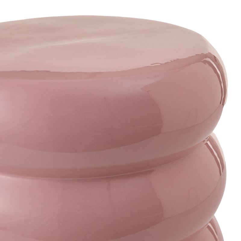 Ceramic Soft Pink Ribbed Side Table