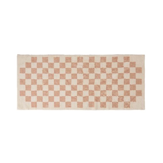 Supersoft Checkerboard Nude Washable Rug Runner