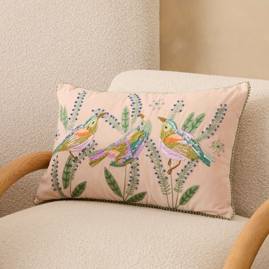 Sephora Green Bird Velvet Cushion