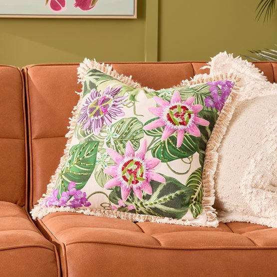 Passionflower Green Cushion