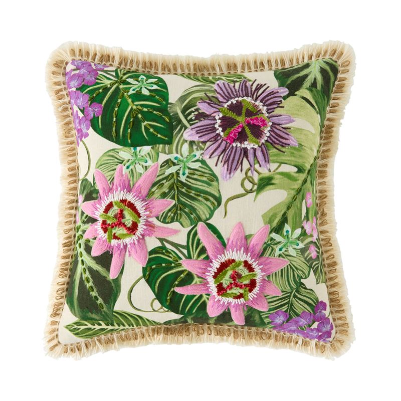 Passionflower Green Cushion