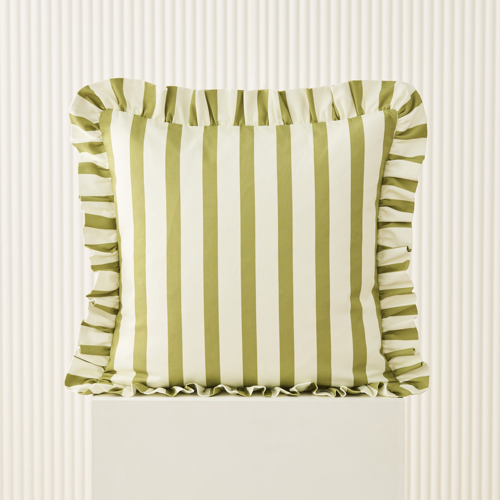 Milford Olive Green Stripe Cushion Adairs