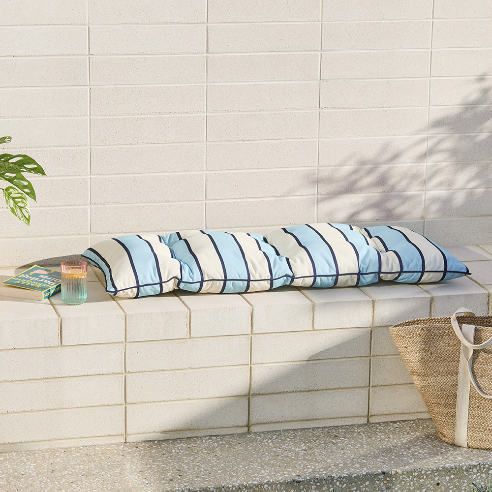 Blue outdoor bench cushions best sale