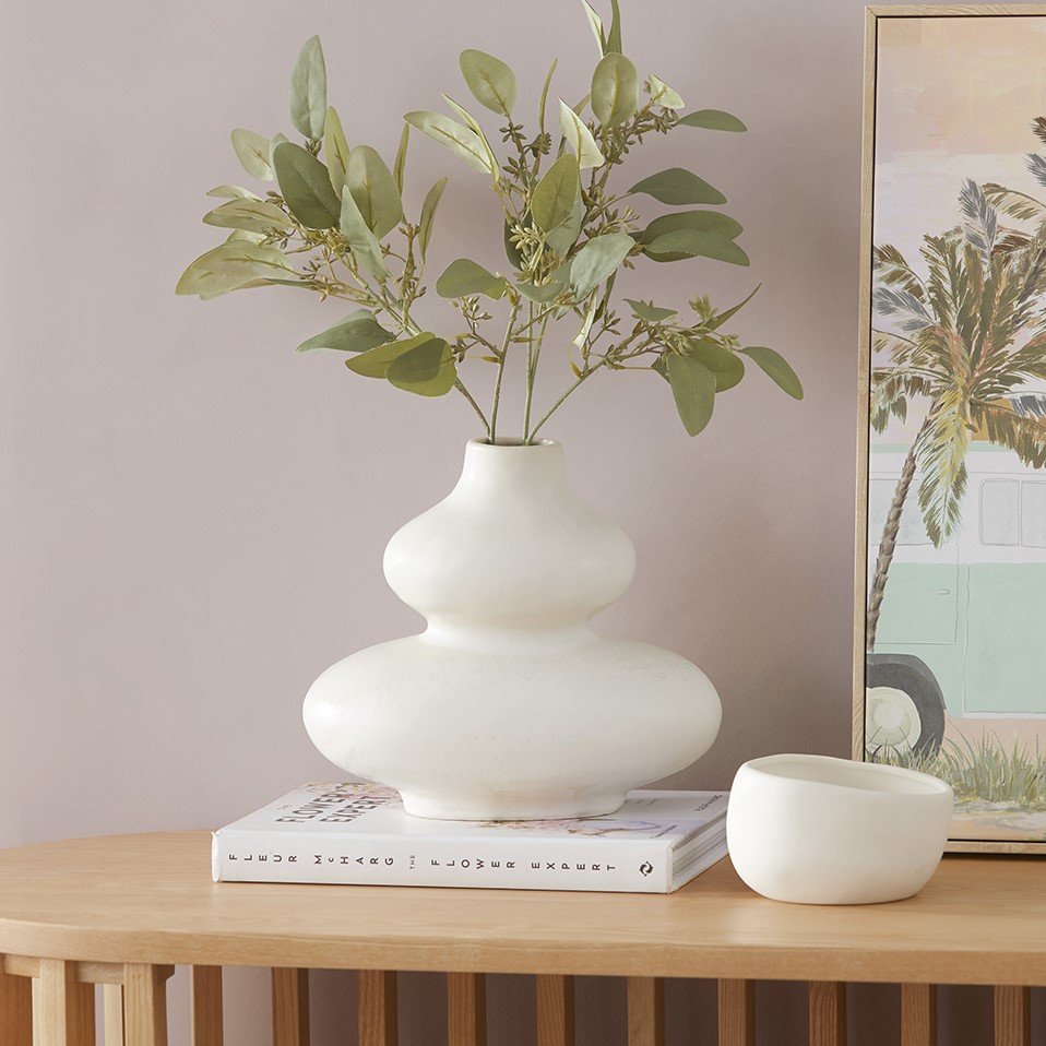 Rotunda Ivory Short Vase | Adairs