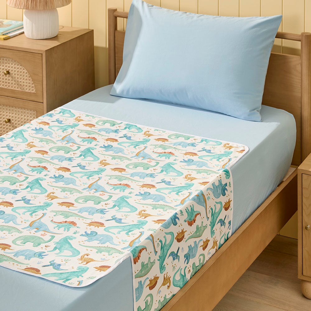 Adairs Kids - Kids Bed Waterproof Dino Top Sheet Protector 2pk | Adairs