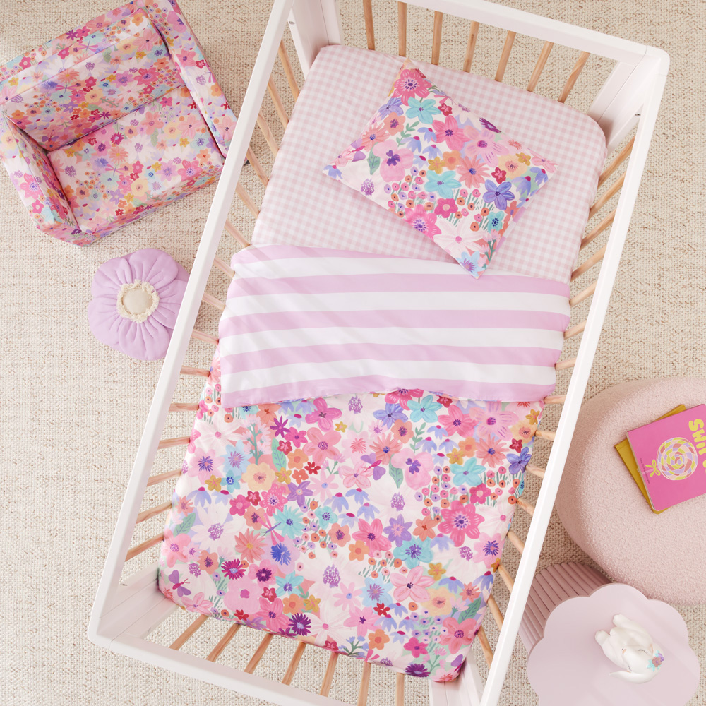 Adairs Kids - Flora Bright Multi Velvet Cot Quilt Cover Set | Adairs