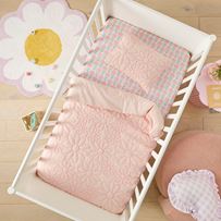 Daisy Soft Blush Quilted Cot Quilt Cover Set