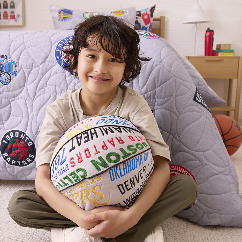 Adairs Kids NBA Grey Basketball Shaped Cushion Adairs