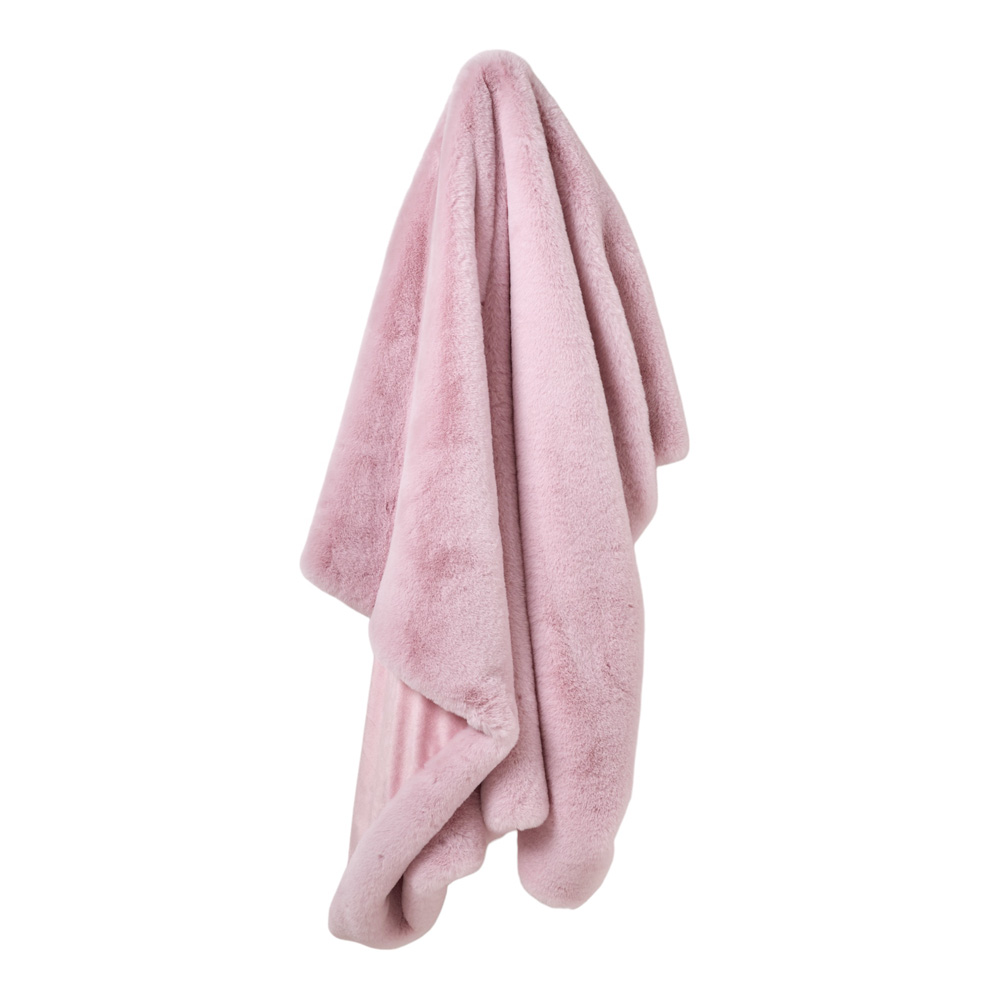 Adairs Kids Frankie Powder Pink Faux Fur Throw Adairs