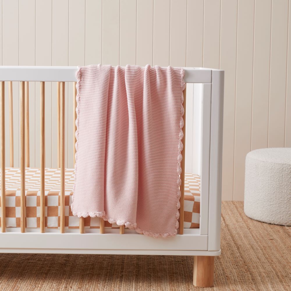 Adairs Baby Lennox Baby Pink Organic Cotton Baby Blanket Adairs