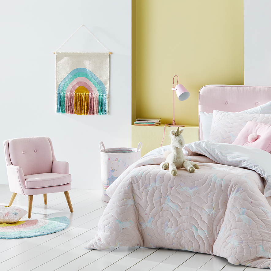 Milly's Unicorn Quilted Pink Quilt Cover Set | Adairs