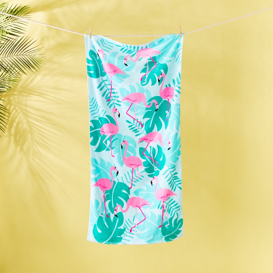 Adairs Kids - Flamingos Printed Beach Towel | Adairs