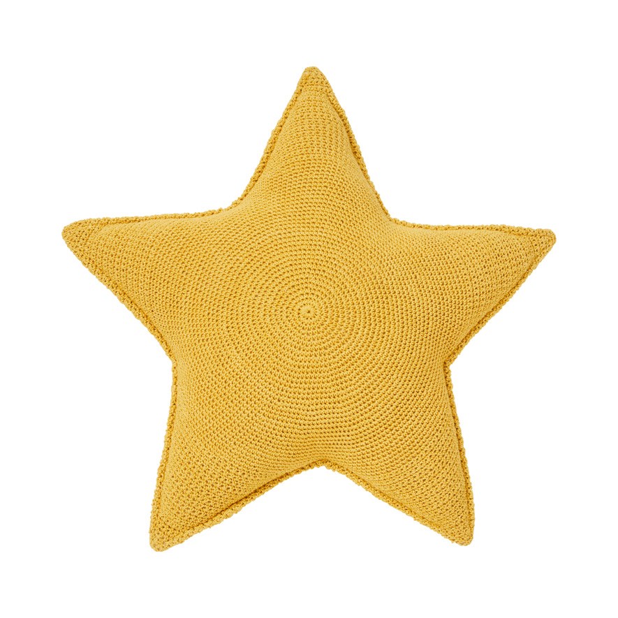 Crochet Star Mustard Cushion | Adairs