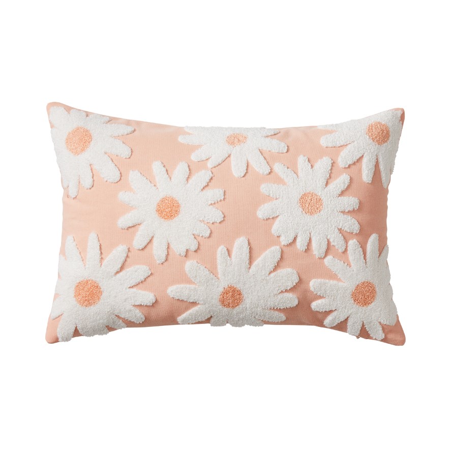 Tufted Peach Daisy Cushion Adairs