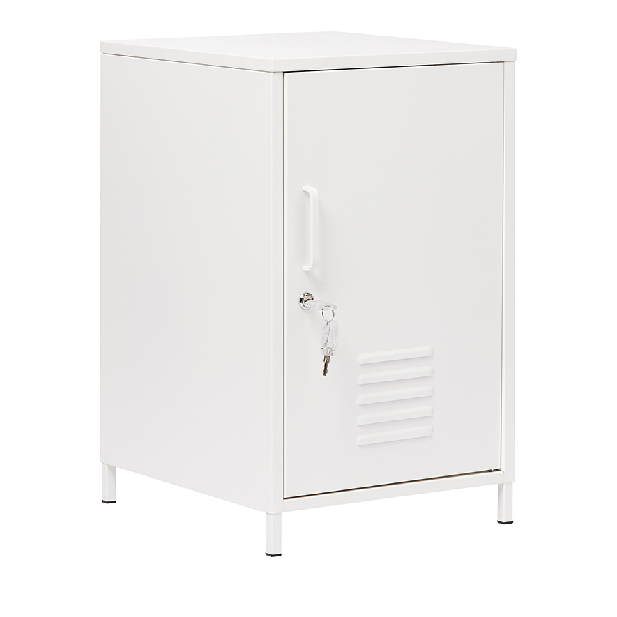 white locker side table