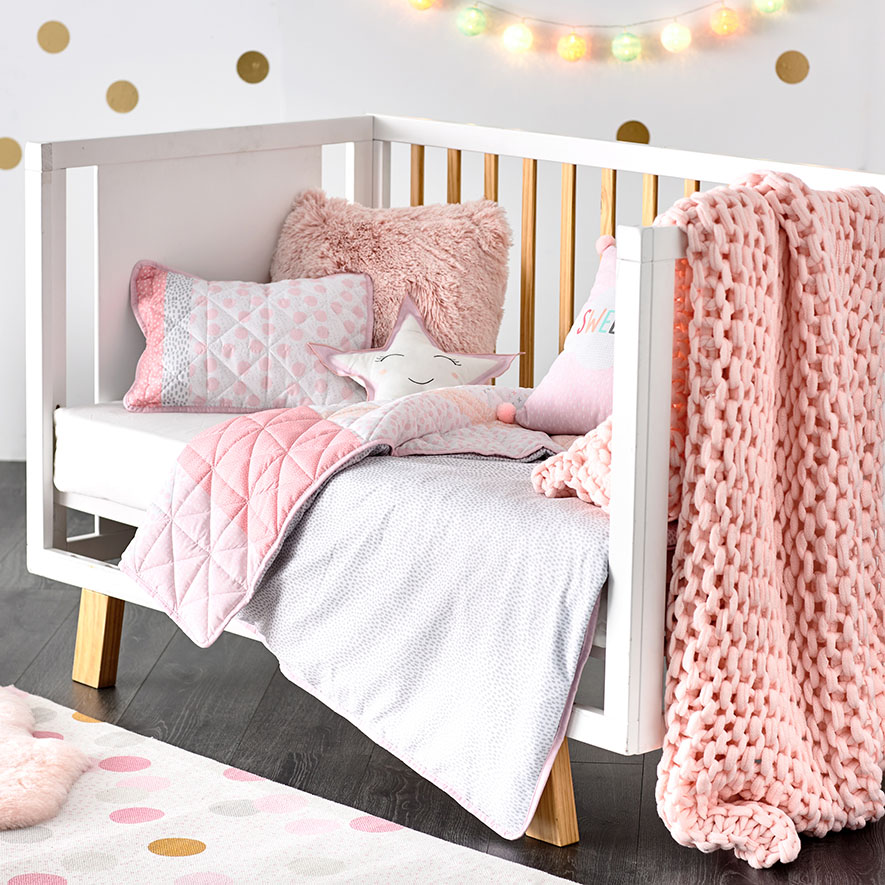 Pale pink store cot bedding