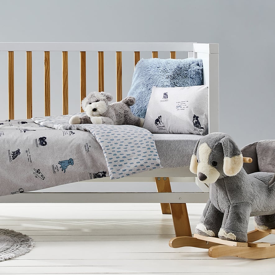 Archie Boy Cot Grey Quilt Cover Set Adairs