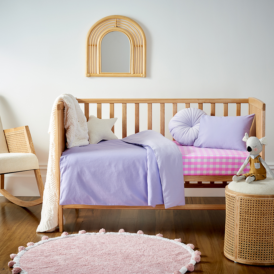 Stonewashed Cotton Lilac Cot Duvet Cover Set Adairs