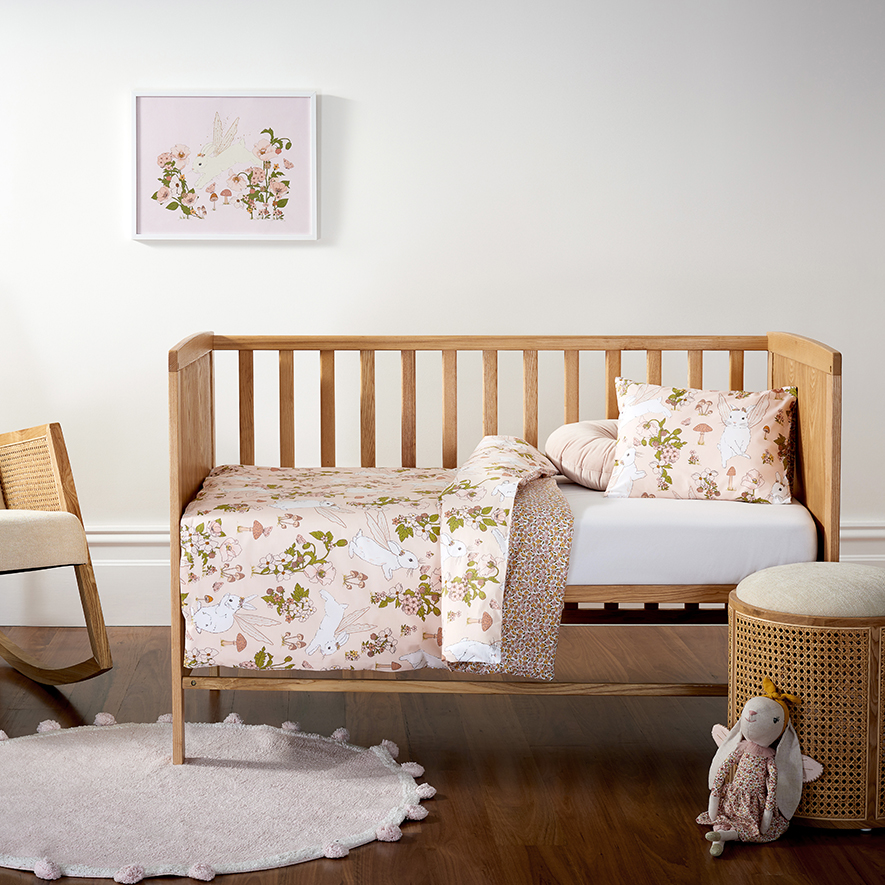 Fairy Bunny Blush Cot Quilt Cover Set Adairs