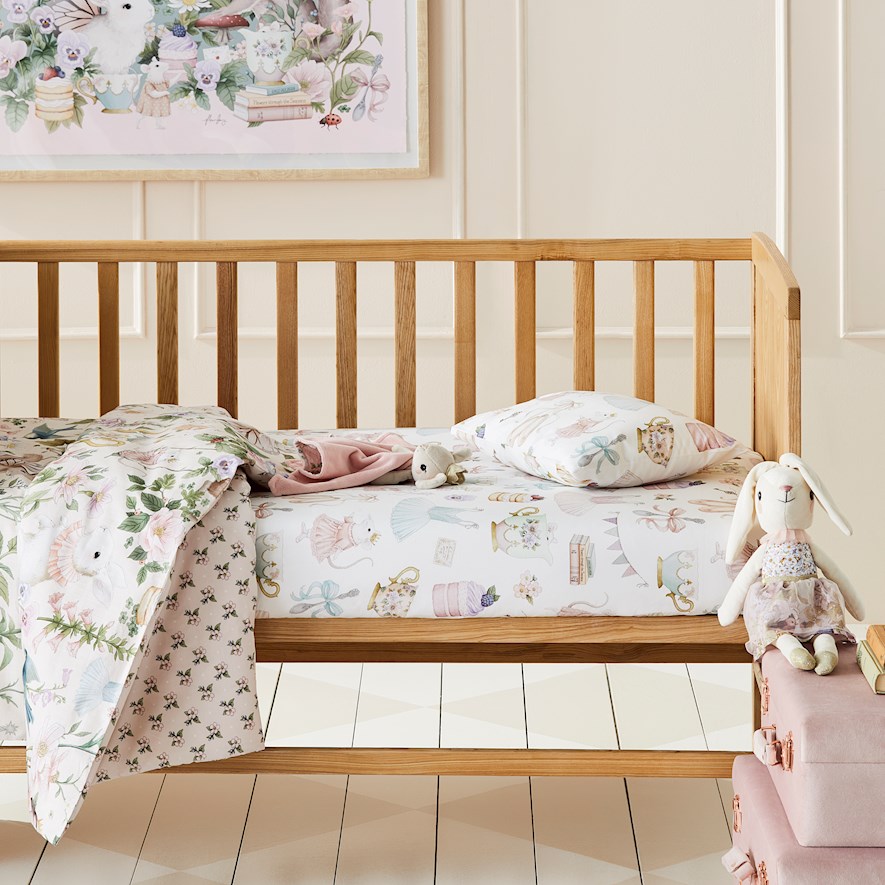 Pink cot shop bed fitted sheets