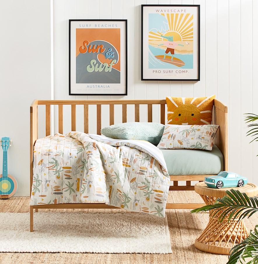 Surf crib cheap bedding