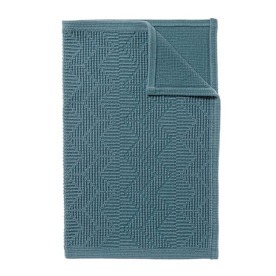 European Collection Lisbon Bath Mat Chevron Teal 