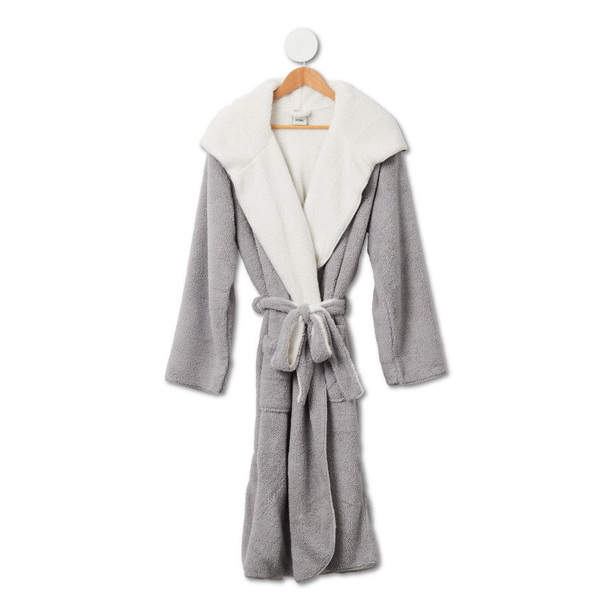 Sherpa bathrobe with hood hot sale