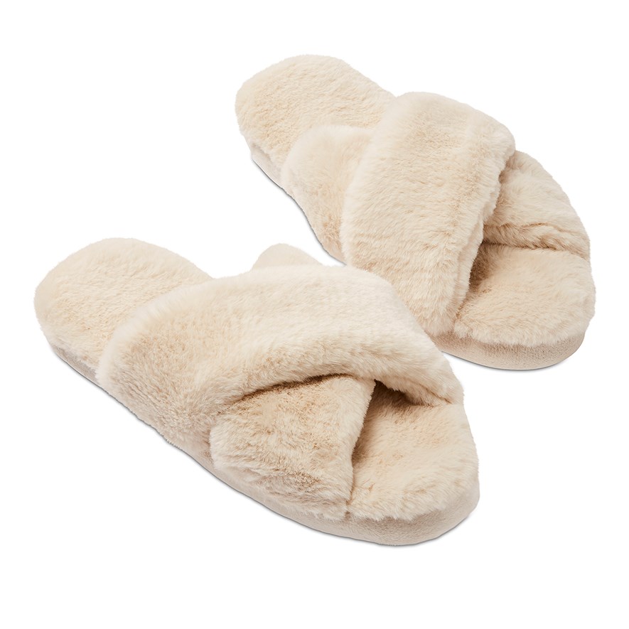 Fur sale crossover slippers