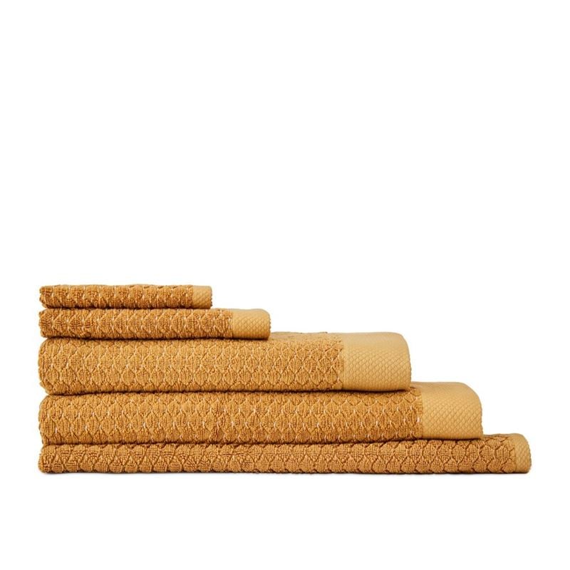 Navara Mustard Textured Bamboo Cotton Towel Range